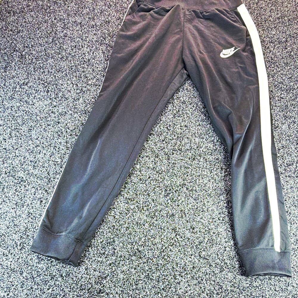 Nike Men's M Black Jogger Pants White Side Stripe Drawstring Tapered 850452-010